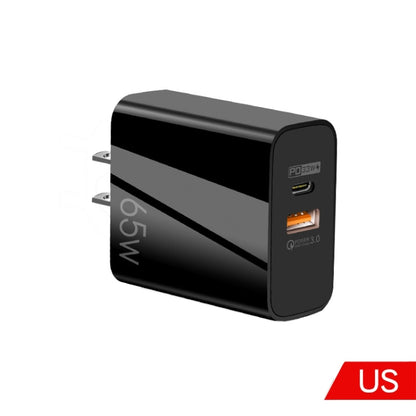A502 65W USB-C/Type-C+USB Dual Port GaN Charger QC3.0 Laptop Universal Charger, EU Plug Black����...