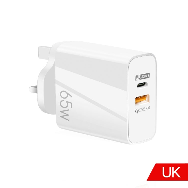 A502 65W USB-C/Type-C+USB Dual Port GaN Charger QC3.0 Laptop Universal Charger, EU Plug Black����...