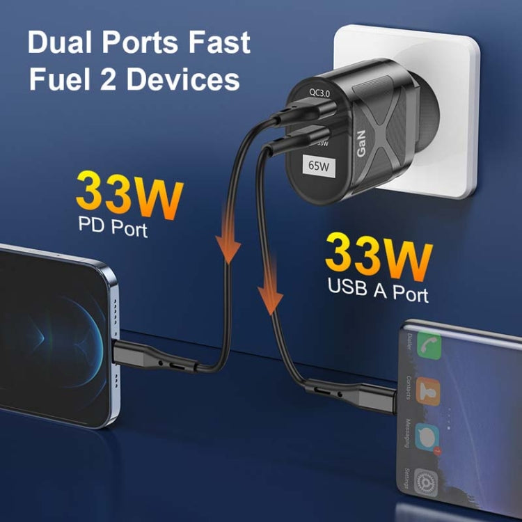 65W GAN PD + QC3.0 Fast Charger Phone Notebook Computer Universal Charging Head