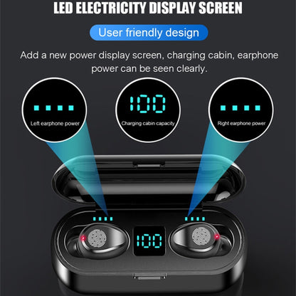 LED Digital Display Wireless In-Ear Noise Reduction Long Life Bluetooth Headset, F9-2