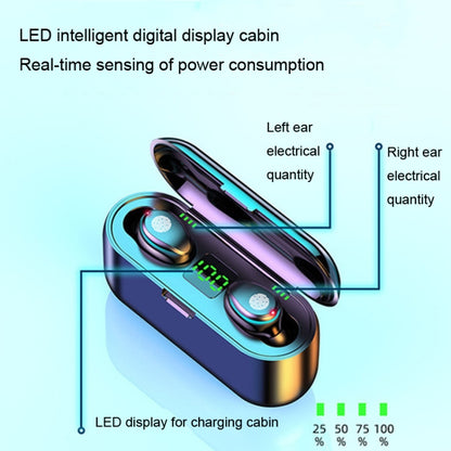 LED Digital Display Wireless In-Ear Noise Reduction Long Life Bluetooth Headset, F9-2