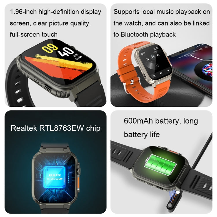 A70 1.96 Inch Health Monitoring Multifunctional IP68 Waterproof Bluetooth Call Smart Watch, Black...