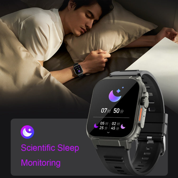 A70 1.96 Inch Health Monitoring Multifunctional IP68 Waterproof Bluetooth Call Smart Watch, Black...