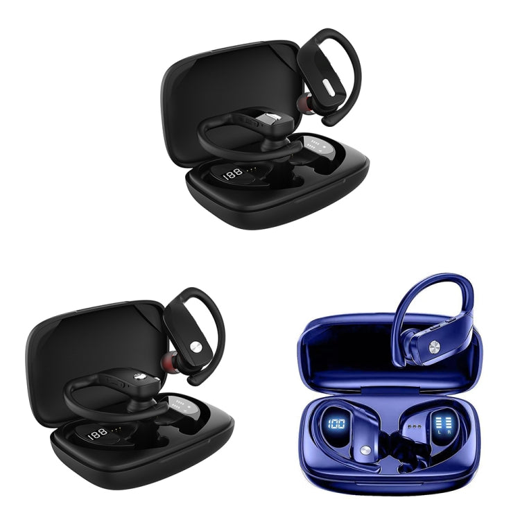 TWS Ear-mounted Noise Reduction LED Dual-battery Display Bluetooth Earphones, T16 (Black)��������...
