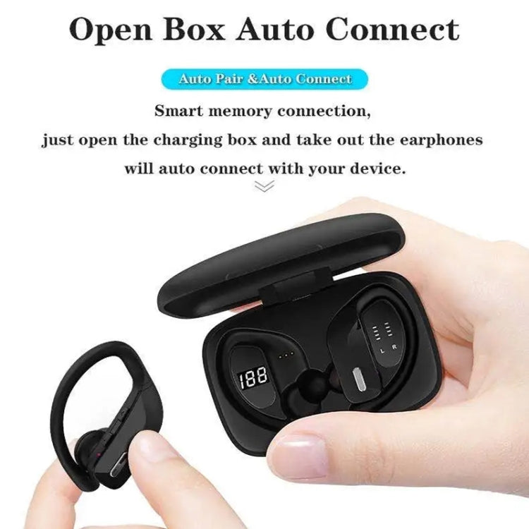 TWS Ear-mounted Noise Reduction LED Dual-battery Display Bluetooth Earphones, T16 (Black)��������...