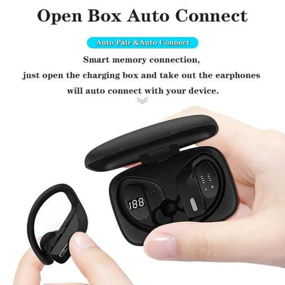 TWS Ear-mounted Noise Reduction LED Dual-battery Display Bluetooth Earphones, T16 (Black)��������...