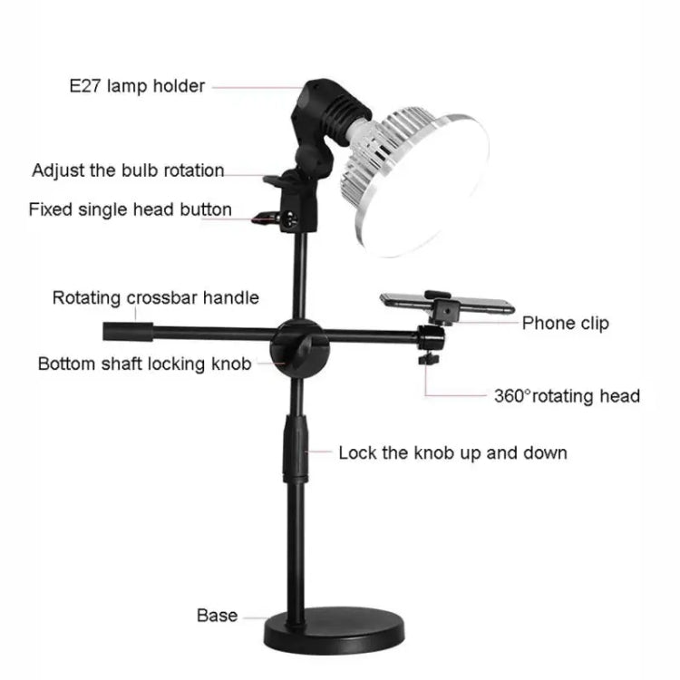 Mushroom Fill Light + Desktop Overhead Photography Stand Kit for Photo/Video, 90W 155mm, 80W 120mm