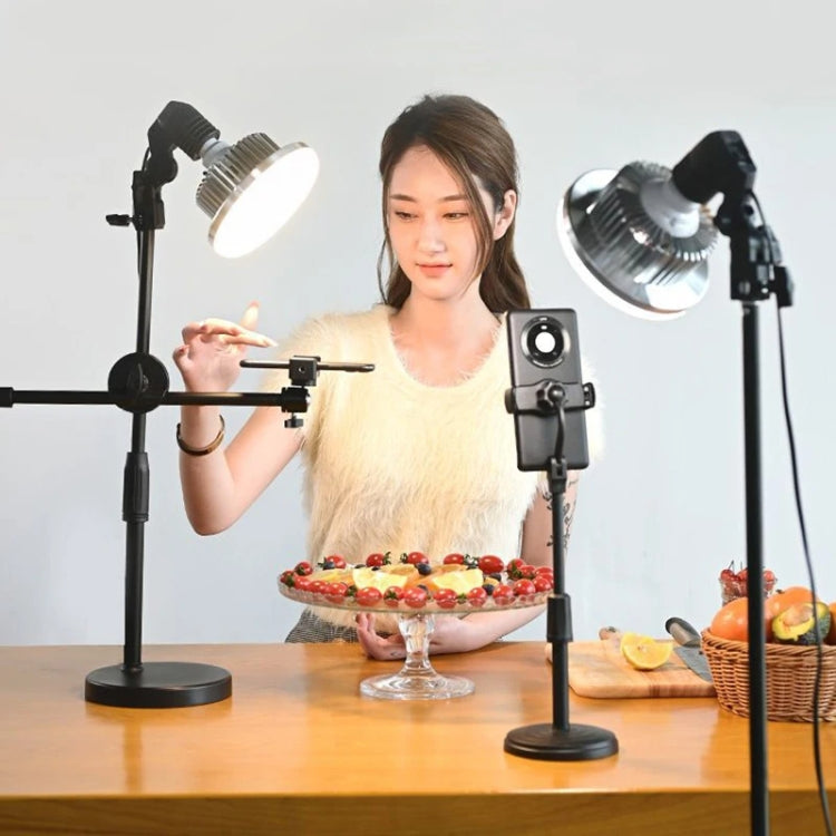 Mushroom Fill Light + Desktop Overhead Photography Stand Kit for Photo/Video, 90W 155mm, 80W 120mm