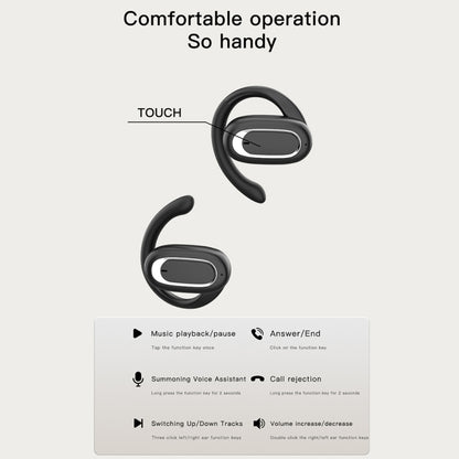 T35 OWS Adjustable Ear-Hook Call Noise Reduction Wireless Bluetooth 5.3 Earphones, Black, White��...
