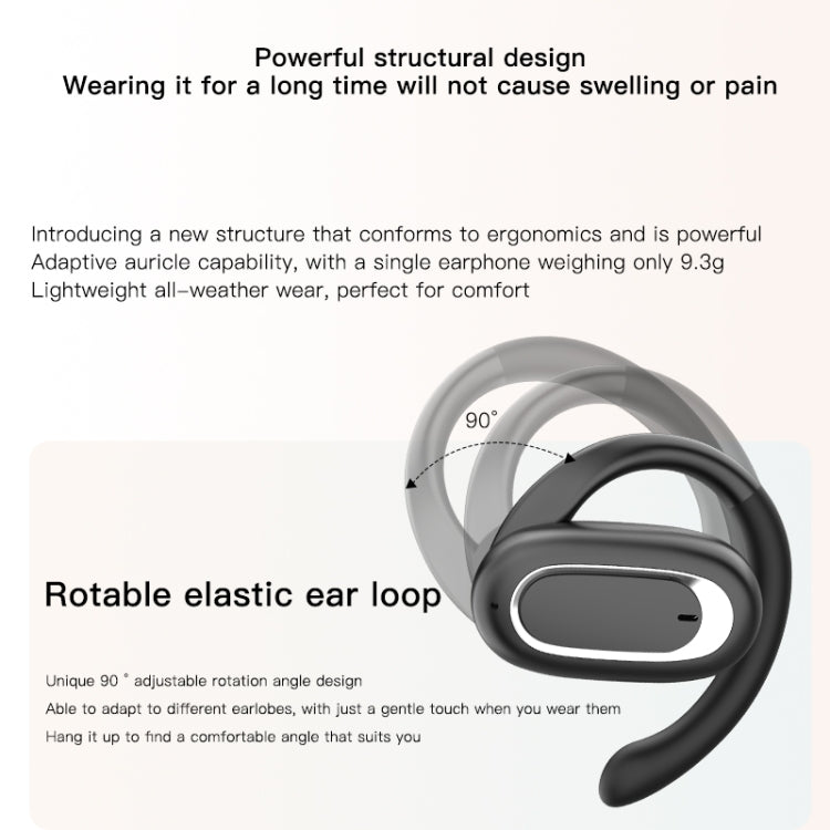 T35 OWS Adjustable Ear-Hook Call Noise Reduction Wireless Bluetooth 5.3 Earphones, Black, White��...