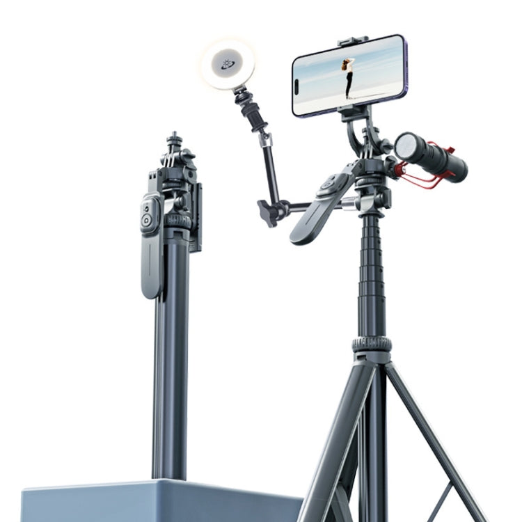 2m Metal Tripod Selfie Stick With 4 Expansion Interfaces for Phone Camera, Only Tripod