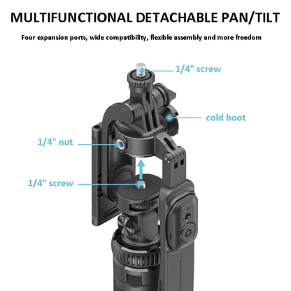 2m Metal Tripod Selfie Stick With 4 Expansion Interfaces for Phone Camera, Only Tripod