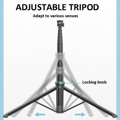 2m Metal Tripod Selfie Stick With 4 Expansion Interfaces for Phone Camera, Only Tripod
