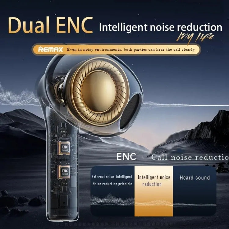 REMAX CozyBuds W18 Double ENC Intelligent Call Noise Reduction Wireless Earphone Transparent Shel...