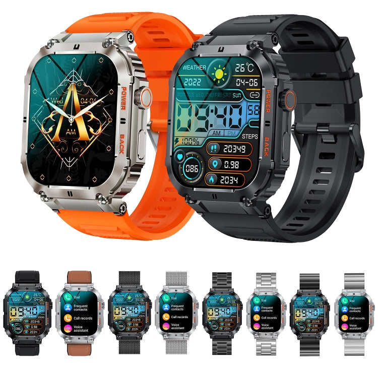 K57 Pro 1.96 Inch Bluetooth Call Music Weather Display Waterproof Smart Watch, Black, Orange�����...