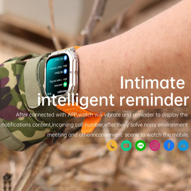 K57 Pro 1.96 Inch Bluetooth Call Music Weather Display Waterproof Smart Watch, Black, Orange�����...