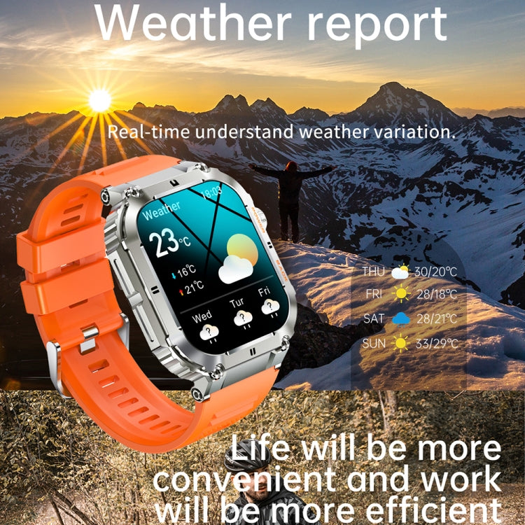 K57 Pro 1.96 Inch Bluetooth Call Music Weather Display Waterproof Smart Watch, Black, Orange�����...