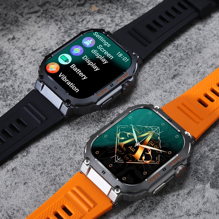 K57 Pro 1.96 Inch Bluetooth Call Music Weather Display Waterproof Smart Watch, Black, Orange�����...