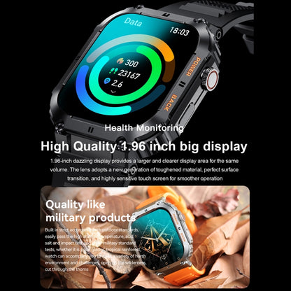 K57 Pro 1.96 Inch Bluetooth Call Music Weather Display Waterproof Smart Watch, Black, Orange�����...