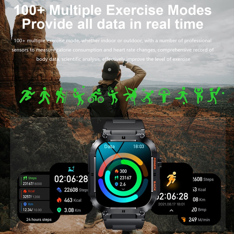 K57 Pro 1.96 Inch Bluetooth Call Music Weather Display Waterproof Smart Watch, Black, Orange�����...