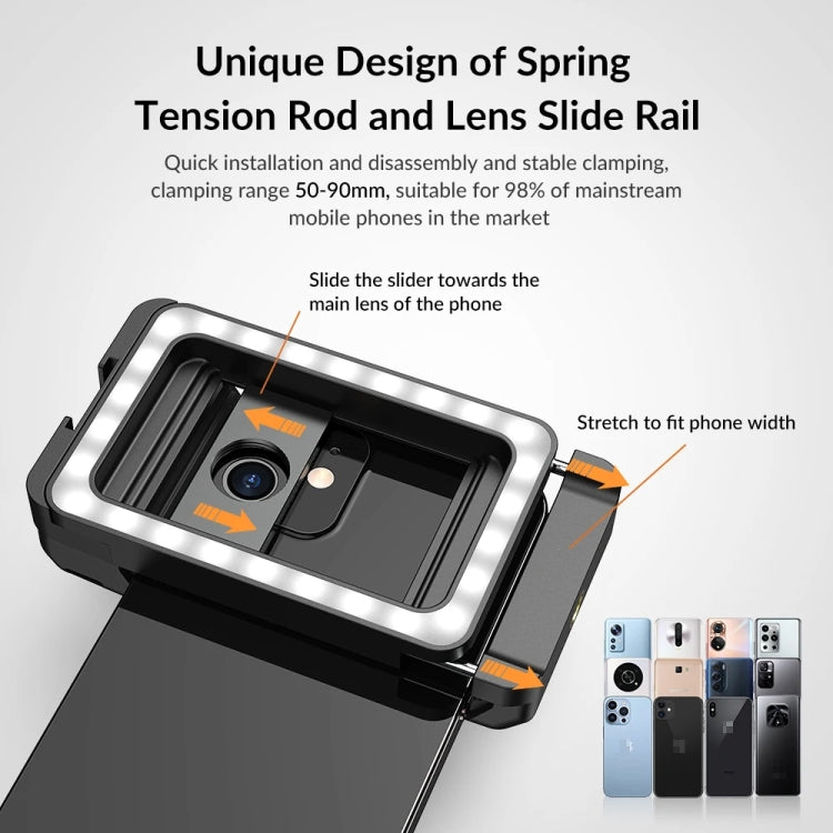 APEXEL  Multifunctional Fill Light Phone Clip With 1/4 Inch & M17 M37 Thread Tnterface, APL-FL.23