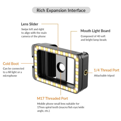 APEXEL  Multifunctional Fill Light Phone Clip With 1/4 Inch & M17 M37 Thread Tnterface, APL-FL.23