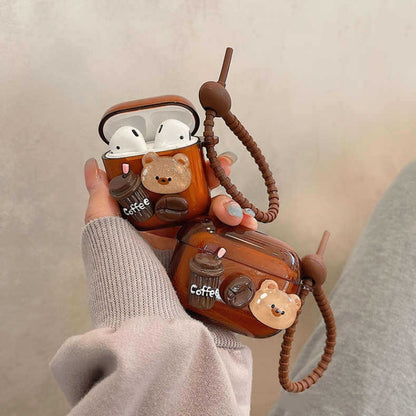 Cartoon 3D Coffee Bear Headphones Case Protective Shell Cover, For AirPods 3, For AirPods Pro 2��...