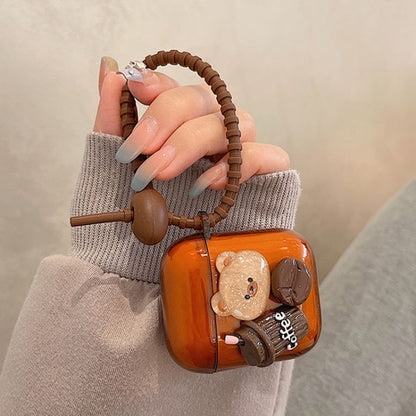 Cartoon 3D Coffee Bear Headphones Case Protective Shell Cover, For AirPods 3, For AirPods Pro 2��...