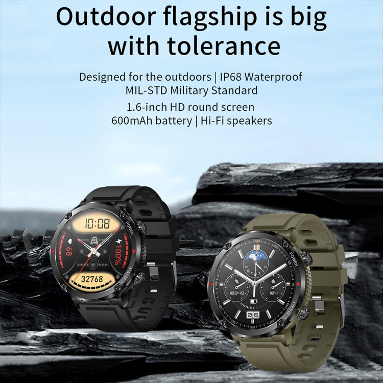 T30 1.6-inch Outdoor Sports Waterproof Smart Music Bluetooth Call Watch, Black, Dark Green�������...