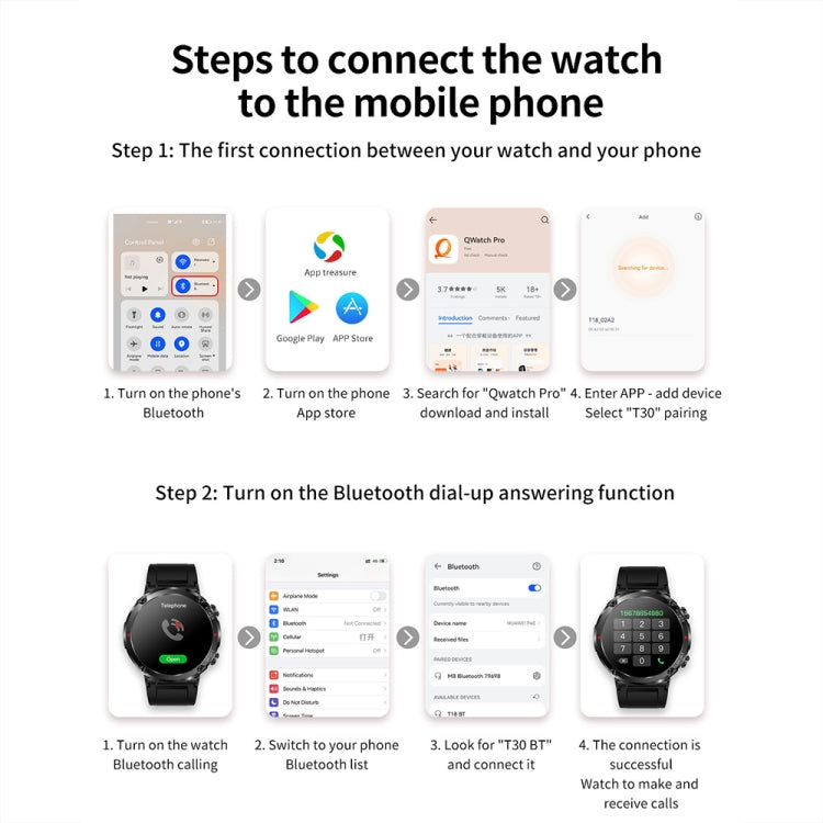 T30 1.6-inch Outdoor Sports Waterproof Smart Music Bluetooth Call Watch, Black, Dark Green�������...