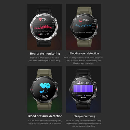 T30 1.6-inch Outdoor Sports Waterproof Smart Music Bluetooth Call Watch, Black, Dark Green�������...