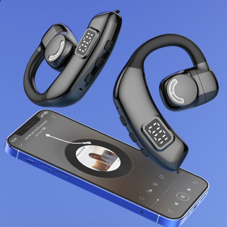 Bluetooth Headset Digital Display Hanging Ear OWS Stereo Sports Earbuds, X30 Black, X30 White����...
