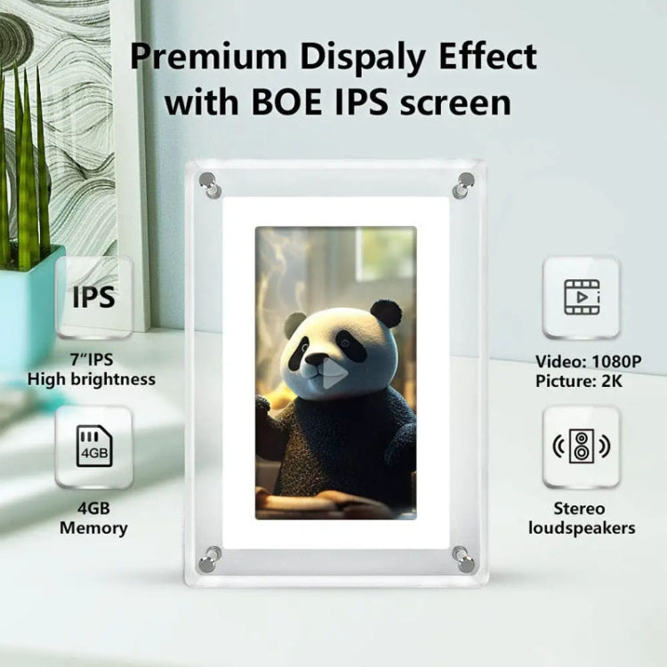 7 Inch Acrylic HD Digital Photo Frame Desktop Smart Motion Video Player Ornament