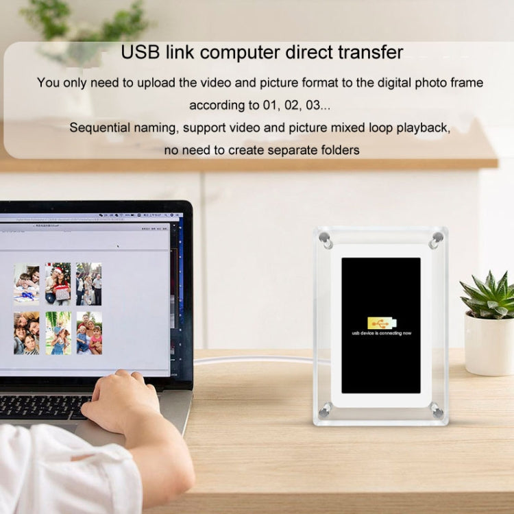 7 Inch Acrylic HD Digital Photo Frame Desktop Smart Motion Video Player Ornament