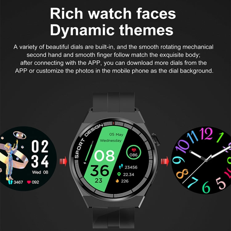 GT3Pro 1.28-Inch Health Monitoring Bluetooth Call Smart Watch With NFC, Black Silicone�����������...
