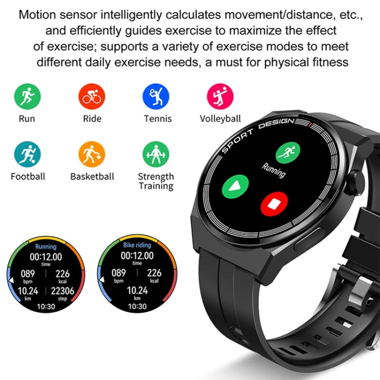 GT3Pro 1.28-Inch Health Monitoring Bluetooth Call Smart Watch With NFC, Black Silicone�����������...
