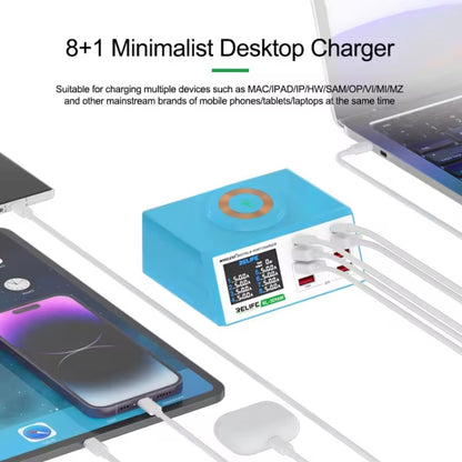 RELIFE RL-309AW  QC3.0 PD Fast Wireless Charger With LCD Display 8 Ports, RL-309AW  EU Plug������...