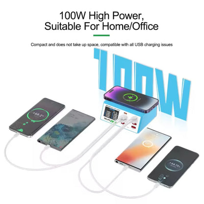 RELIFE RL-309AW  QC3.0 PD Fast Wireless Charger With LCD Display 8 Ports, RL-309AW  EU Plug������...
