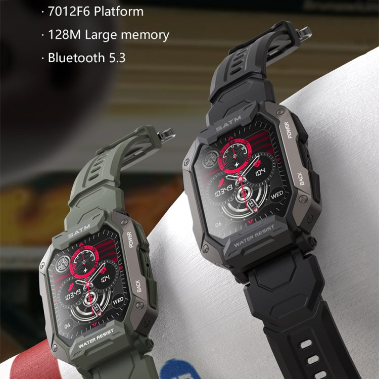 C20Plus 1.81-inch Health Monitoring Waterproof Bluetooth Call Smart Watch, Black, Green����������...