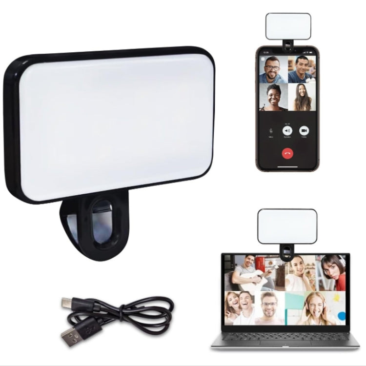 Selfie Fill Light Rechargeable 3 Color Temperature Clip On For Phone, Laptop, Tablet Meeting�����...