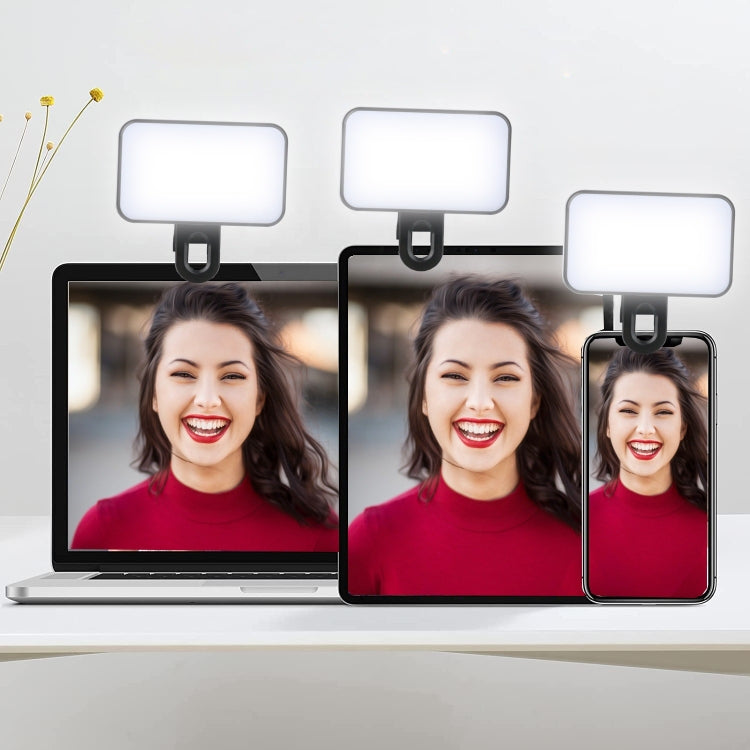 Selfie Fill Light Rechargeable 3 Color Temperature Clip On For Phone, Laptop, Tablet Meeting�����...