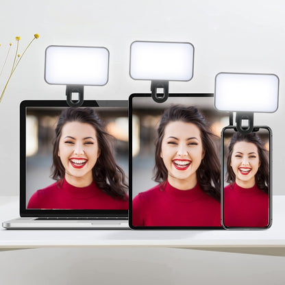 Selfie Fill Light Rechargeable 3 Color Temperature Clip On For Phone, Laptop, Tablet Meeting�����...