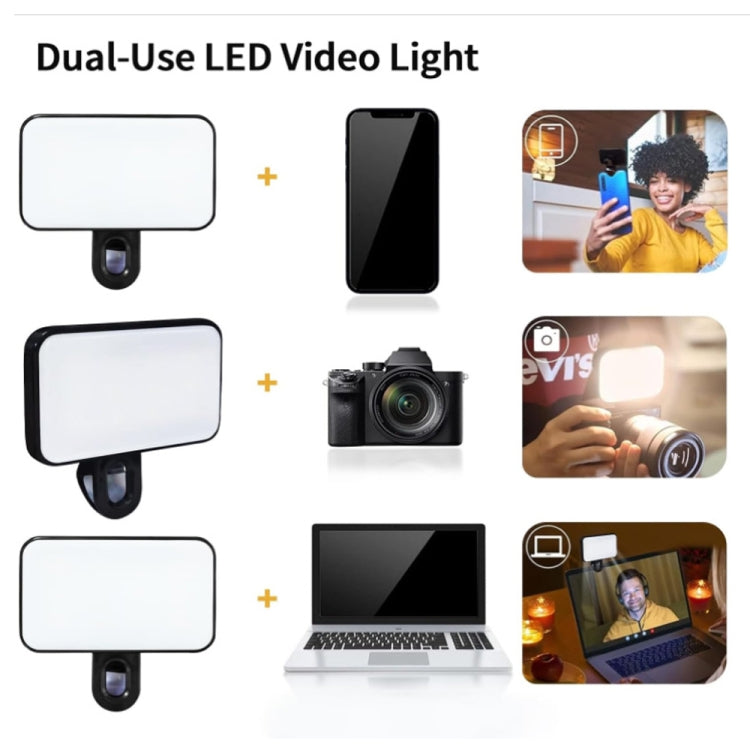 Selfie Fill Light Rechargeable 3 Color Temperature Clip On For Phone, Laptop, Tablet Meeting�����...