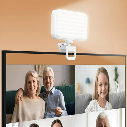66 LEDs Selfie Fill Light Rechargeable 3 Modes Clip-on Pocket Light For Phone, Laptop, Tablet Mee...