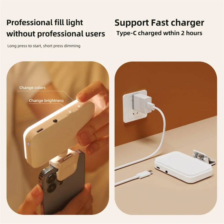 66 LEDs Selfie Fill Light Rechargeable 3 Modes Clip-on Pocket Light For Phone, Laptop, Tablet Mee...