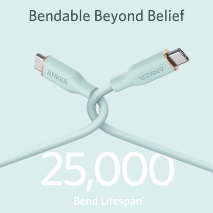 ANKER A8552 Powerline III 0.9m Skin Friendly Dual Type-C Data Cable PD100W Fast Charging Cable, 0.9m