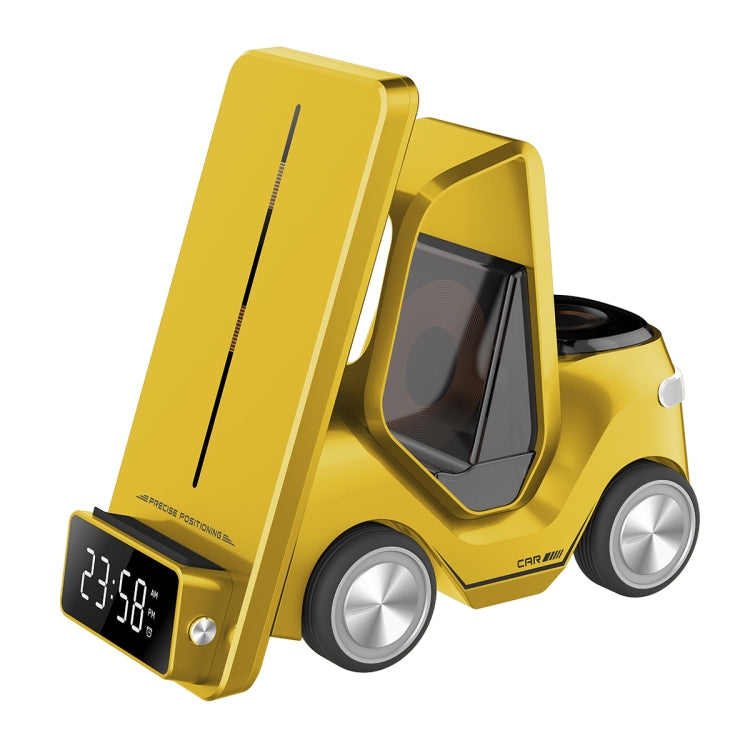 T20 5-in-1 Car-shaped Desktop Alarm Clock Wireless Charger with Atmosphere Light, White, Gray����...