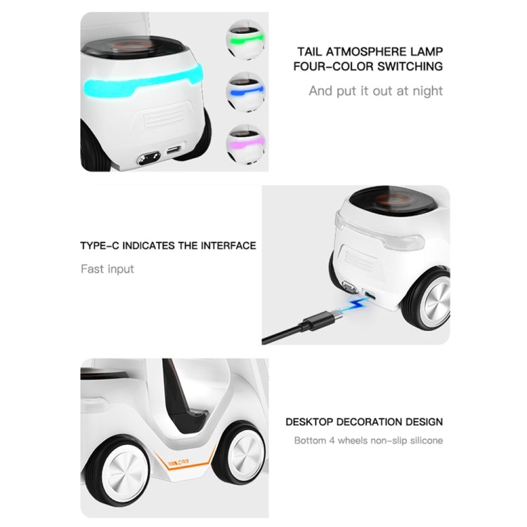 T20 5-in-1 Car-shaped Desktop Alarm Clock Wireless Charger with Atmosphere Light, White, Gray����...