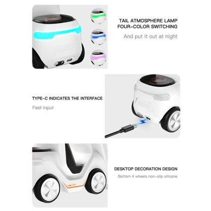 T20 5-in-1 Car-shaped Desktop Alarm Clock Wireless Charger with Atmosphere Light, White, Gray����...
