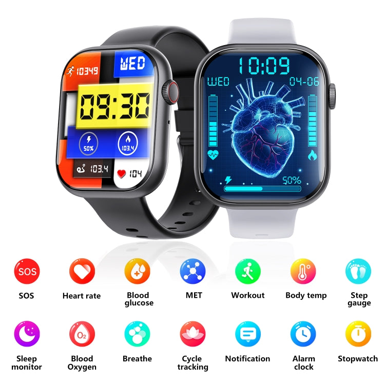 F70  2.1 Inch Screen Smart Watch With Blood Sugar/Blood Oxygen Monitoring /SOS Alarm/100+ Sports ...